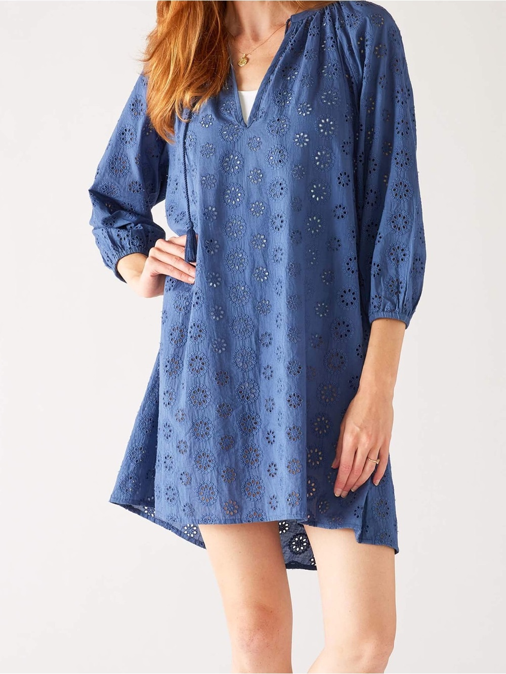 MERSEA Daisy Eyelet Cover Up Blue Women’s $148 MSRP 100% Cotton